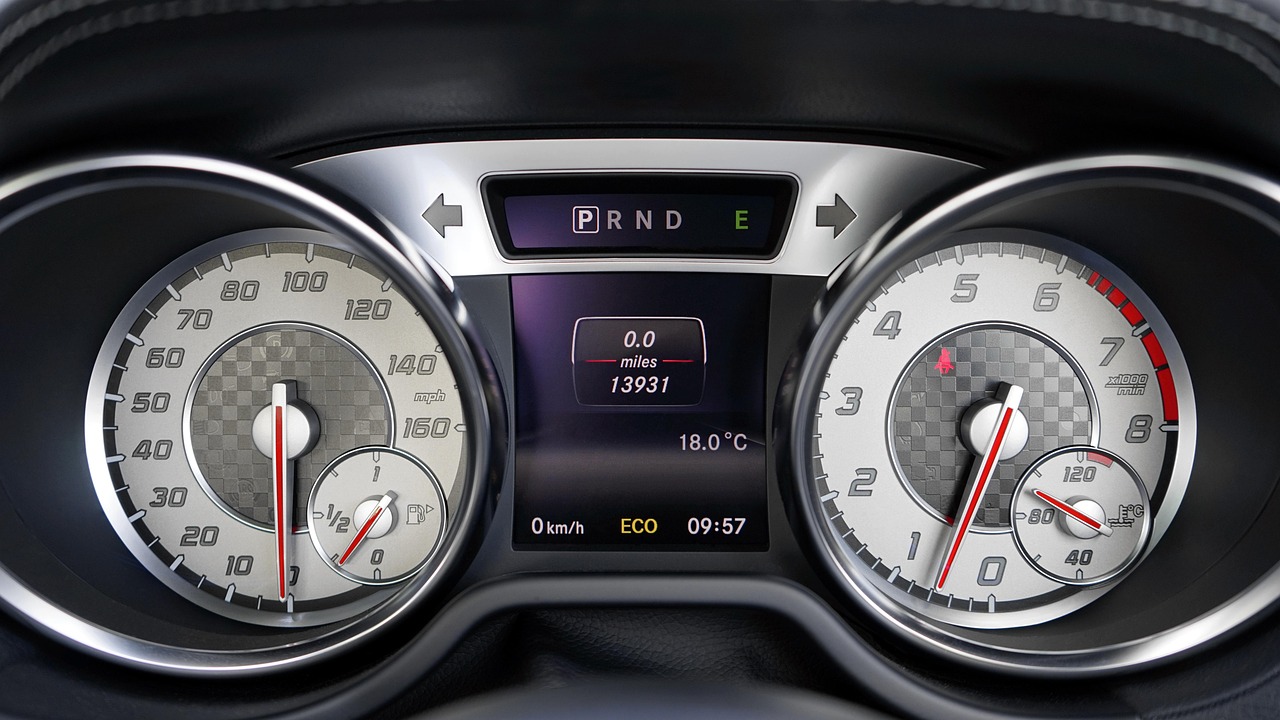 Close-up of a modern car dashboard and center display.